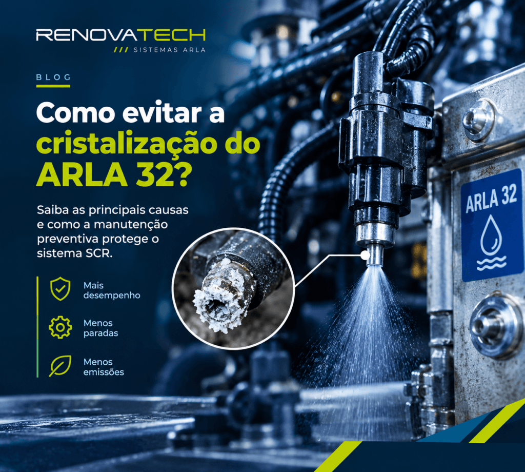 Entenda as principais causas da cristalização do ARLA 32 e veja como a manutenção preventiva ajuda a evitar falhas no sistema SCR